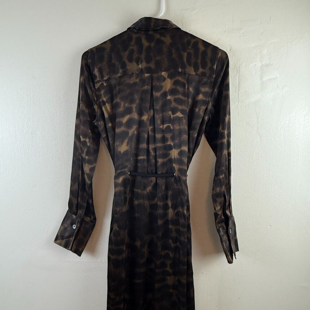 Rails Anina Satin Button Down Shirt Dress Umber Leopard Size XS Mob Wife - Picture 8 of 15